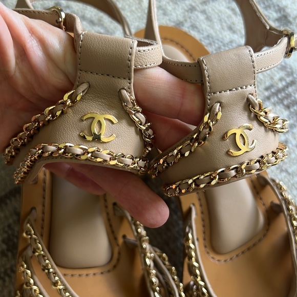 CHANEL gold chain multi strand wooden wedges - Picture 12 of 12